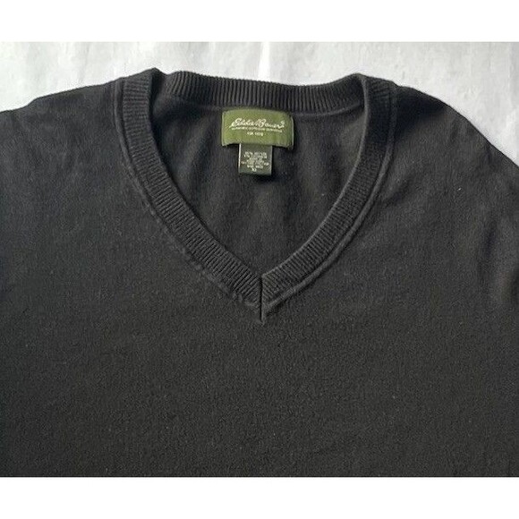Eddie Bauer V-Neck Sweater Mens XL Black Cashmere Blend Soft Cozy Preppy Casual - Picture 5 of 14